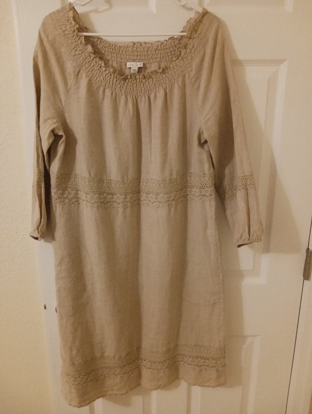 J Jill  Linen & Lace Minimalist Flax Dress Womens Size Small